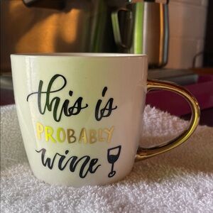 Chic White Mug with Gold Handle and FUN SAYING 🍷